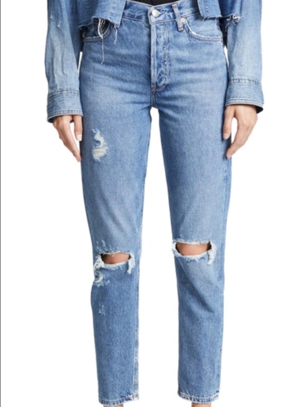 Agolde Distressed Blue Denim Jeans